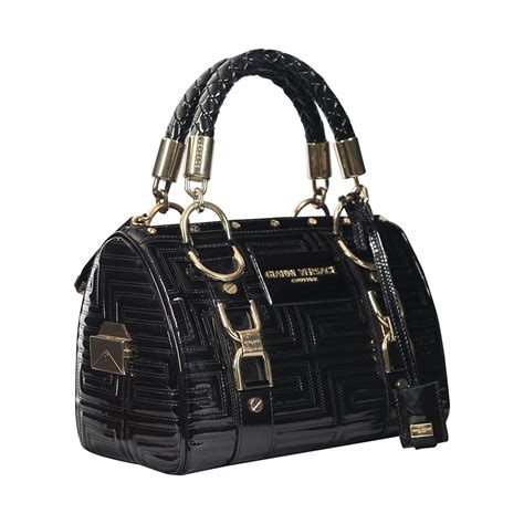 versace collection chevron leather satchel|Versace black label purses.